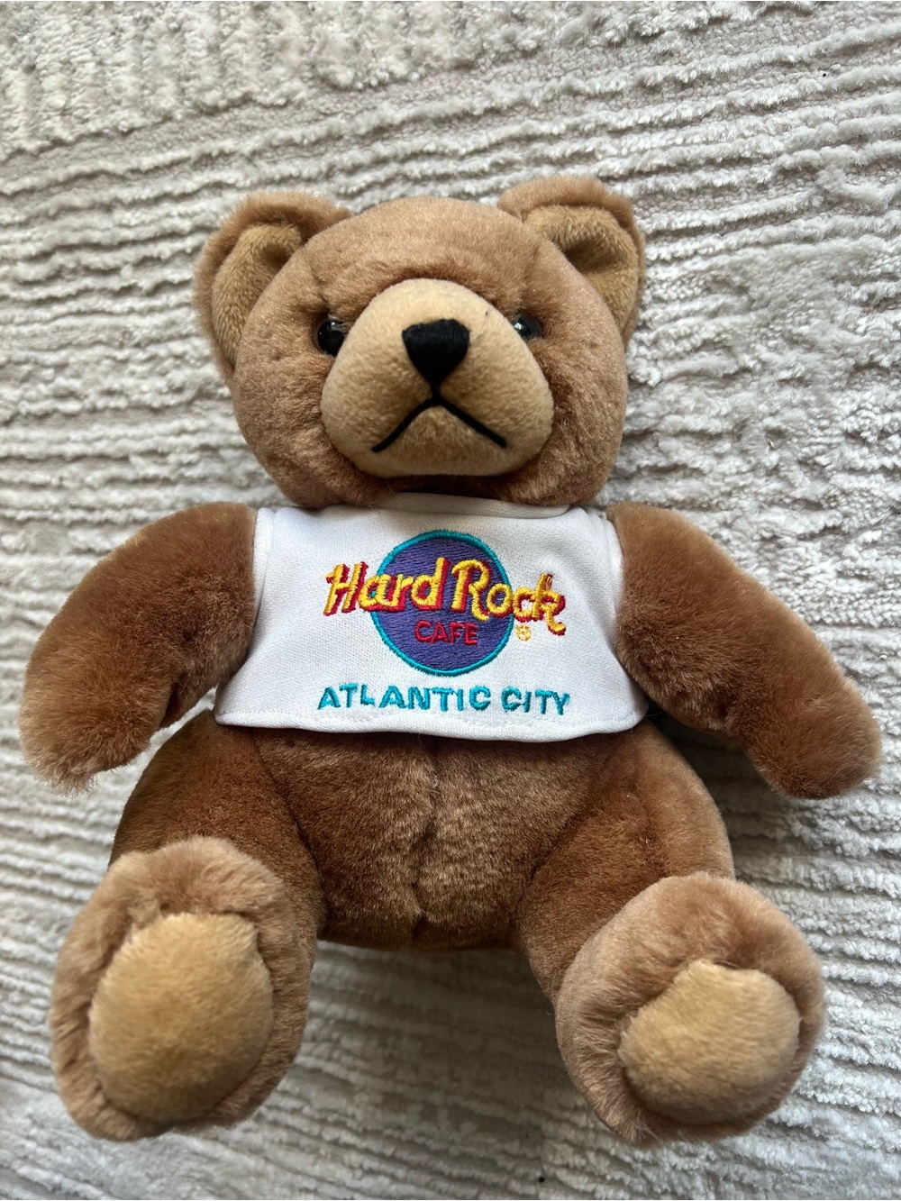 Hard Rock Cafe Brown Plush Teddy with White Logo Vest